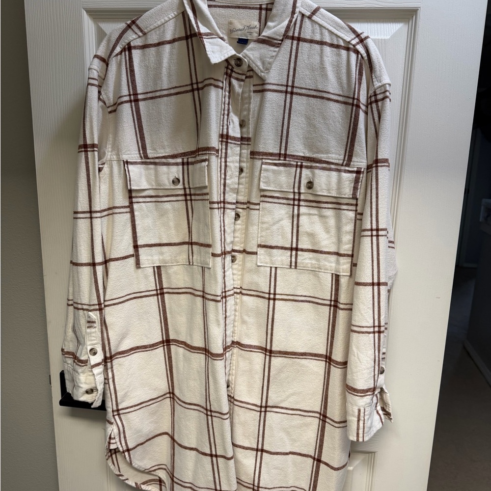 Universal Thread Cream and Brown Striped Shirt